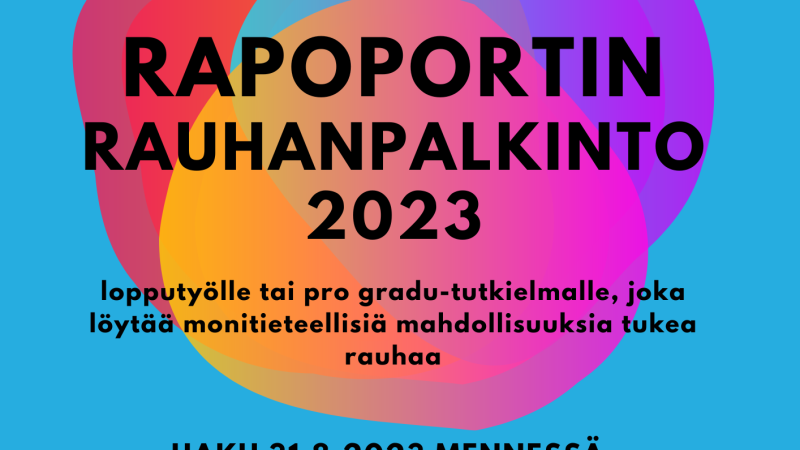 Rapoportin palkinnon 2023 haku on avattu